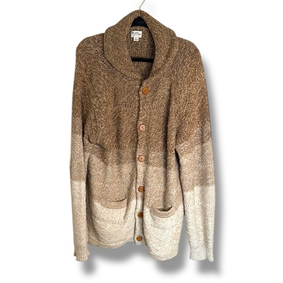 J Crew Cable Knit Ombre Shawl Collar Cardigan Size Large - Picture 1 of 6